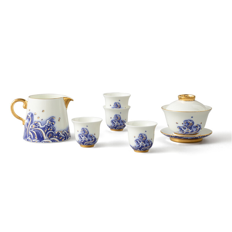 国瓷永丰源先生瓷海上明珠8头茶具套装