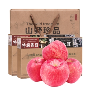 青林小鹿 菌菇干货 苹果组合大礼包（香菇+黑木耳)200g 苹果90mm12枚