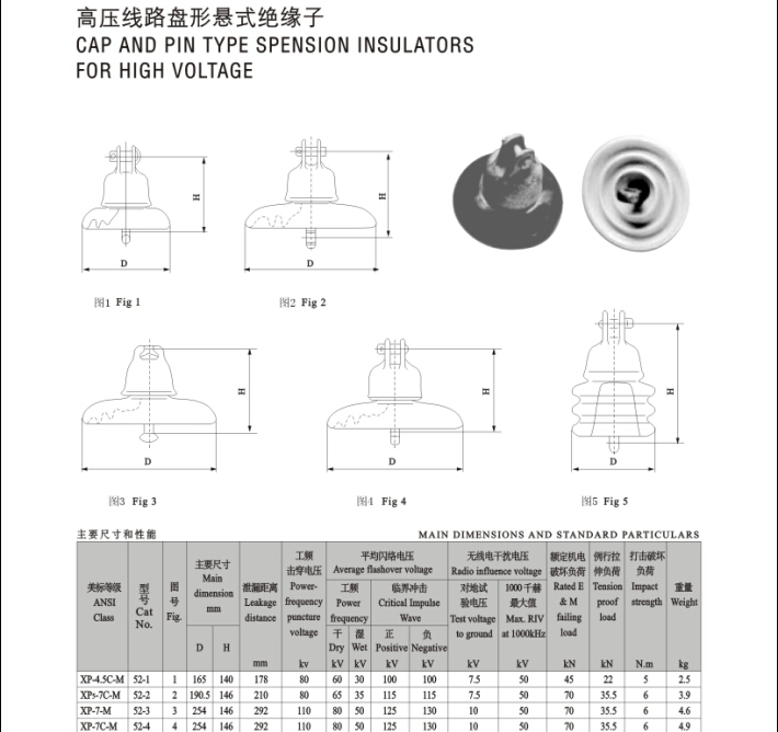 绝缘材料 绝缘子  美标耐污盘形悬式绝缘子 型号:52-3    