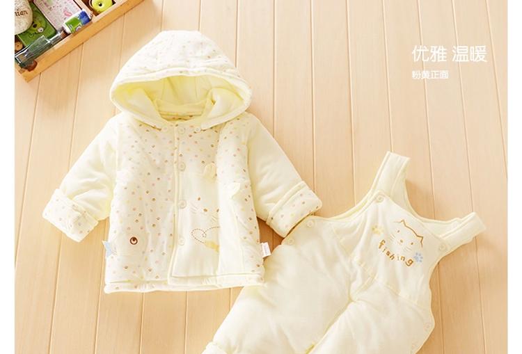 秋冬婴儿衣服0-1岁宝宝卡通棉服套装加厚夹棉
