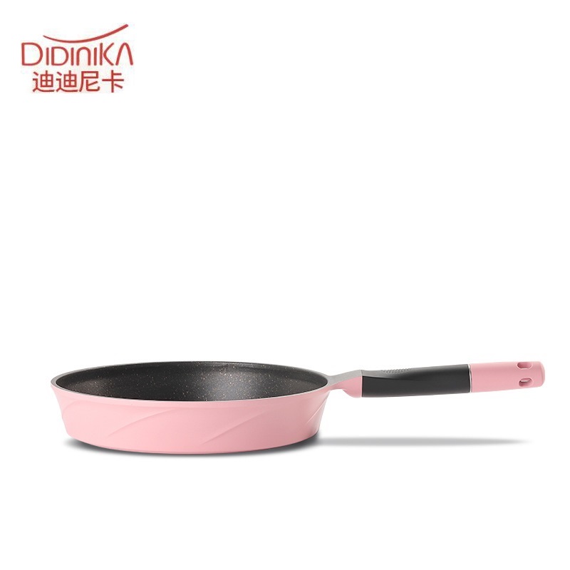 Didinika（迪迪尼卡）韩国麦饭石平底锅无油烟不粘煎锅28cm粉色