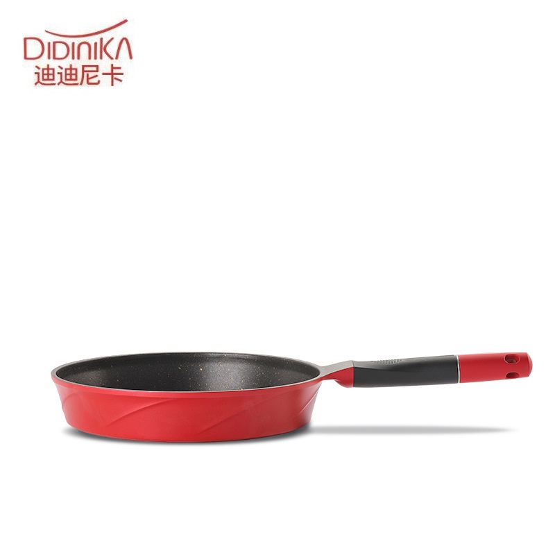 Didinika（迪迪尼卡）韩国麦饭石平底锅无油烟不粘煎锅28cm红色