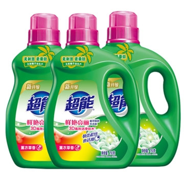 3瓶家庭装 超能植翠低泡洗衣液750g桶补充装鲜艳亮丽熏衣草香促销组合装